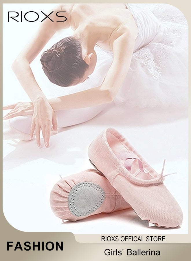 ريوكس Ballet Shoes For Girls, Kids Girls Ballet Practice Shoes, Highly Stretch Canvas Ballerina Flats, Split Sole Yoga Shoes, Flats Shoes For Dancing, Suede Leather Soles Dance Shoes, Comfy Anti-slip Ballet Shoes, Girls Ballet Shoes Yoga Dance Shoe - Image 1