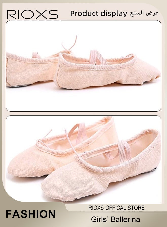 ريوكس Ballet Shoes For Girls, Kids Girls Ballet Practice Shoes, Highly Stretch Canvas Ballerina Flats, Split Sole Yoga Shoes, Flats Shoes For Dancing, Suede Leather Soles Dance Shoes, Comfy Anti-slip Ballet Shoes, Girls Ballet Shoes Yoga Dance Shoe - Image 5
