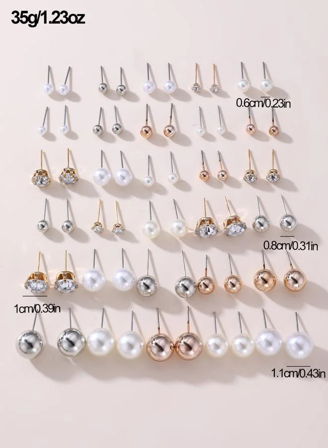 Take Two  Set of 30 - Rhinestone and Faux Pearl Earrings for Women | Best Price UAE