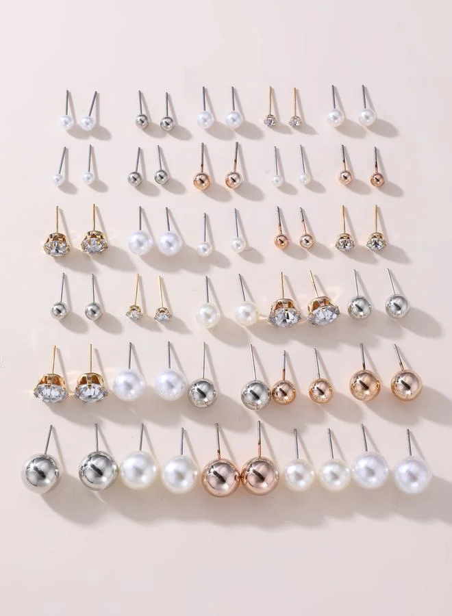 Take Two  Set of 30 - Rhinestone and Faux Pearl Earrings for Women | Best Price UAE