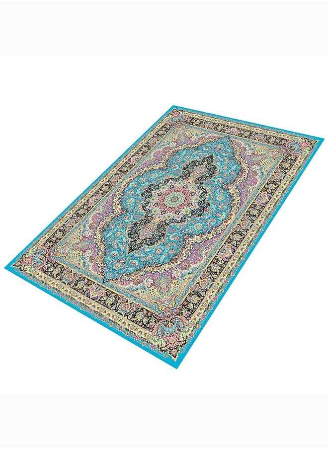 Arabest Blue Persian Living Room Carpet Indoor Accent Rug Non-Slip Washable Low-Pile Carpet for Dining Room and Bedroom, Rectangle, 120 x 160 cm  - Image 1