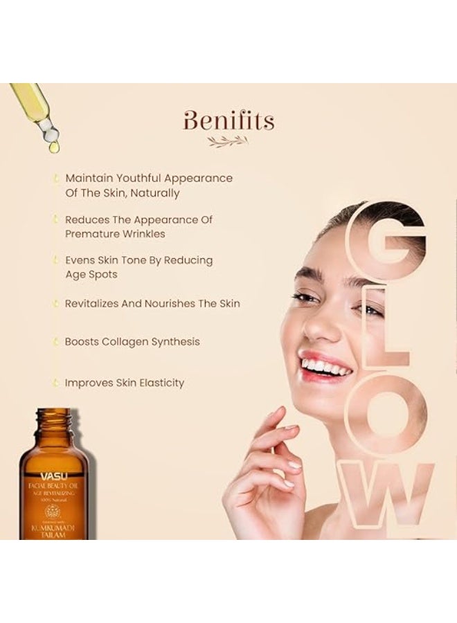 فاسو زيت فاسيو للجمال للوجه غني بزيت كومكومادي - زيت وجه طبيعي 100%، يمنح وجهك إشراقة طبيعية، مزيج فريد من 5 زيوت ثمينة مع أعشاب فعالة - 25 مل. - Image 3