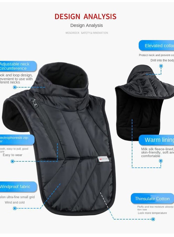 mjmoto وشاح رقبة حراري شتوي - قناع وجه للدراجات النارية وبالاكلافا مقاومة للرياح للرجال والنساء - دافئ للصدر والرقبة مقاوم للماء مع تغطية كاملة للوجه وقماش قابل للتنفس (أسود-طويل) - Image 2