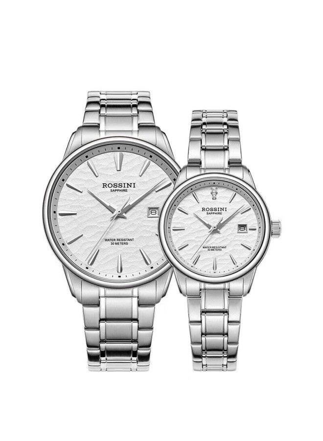 Rossini Watch For Men And Women, Couple's Watch, Quartz Watch With White Dial And Steel Strap 6240201/6240202 - Image 5