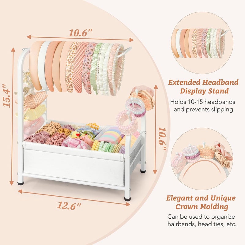 Keebofly Headband Holder Stand, Versatile Hair Accessories Organizer for Scrunchies, Hair Ties, Bows & Claw Clips - Large Compact Hair Accessories Storage for Girls, Women, Babies - Image 2