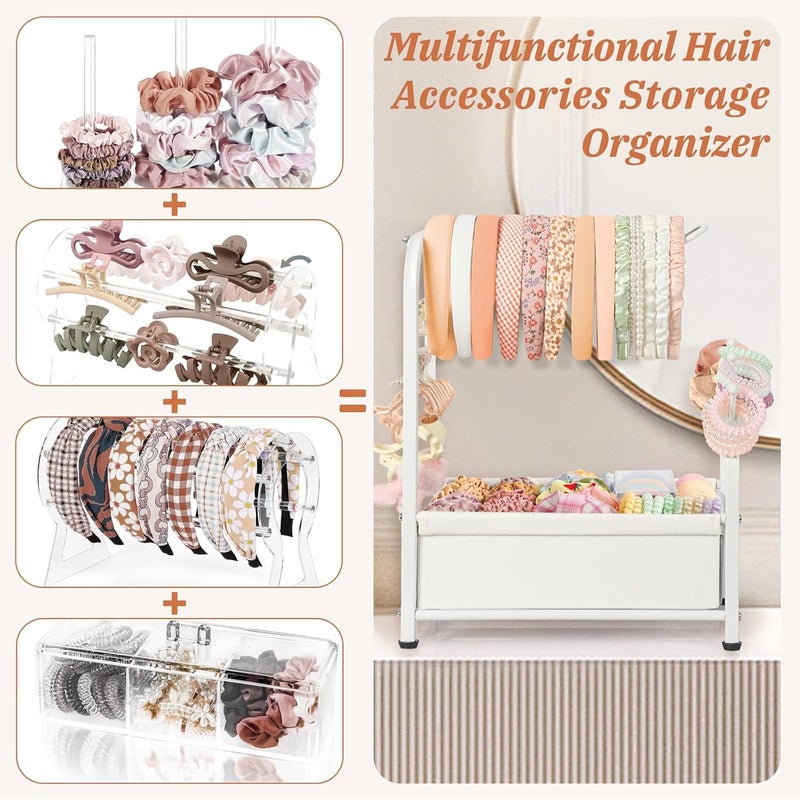 Keebofly Headband Holder Stand, Versatile Hair Accessories Organizer for Scrunchies, Hair Ties, Bows & Claw Clips - Large Compact Hair Accessories Storage for Girls, Women, Babies - Image 5
