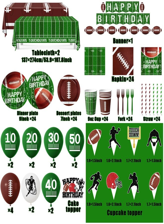 Dydamud Football Birthday Party Decorations Include Paper Plates Napkins Cup Cake Topper Banner Balloon Touchdown Tablecloth Football Decorations for Game Day Tailgate Party, Serve 24 - Image 2