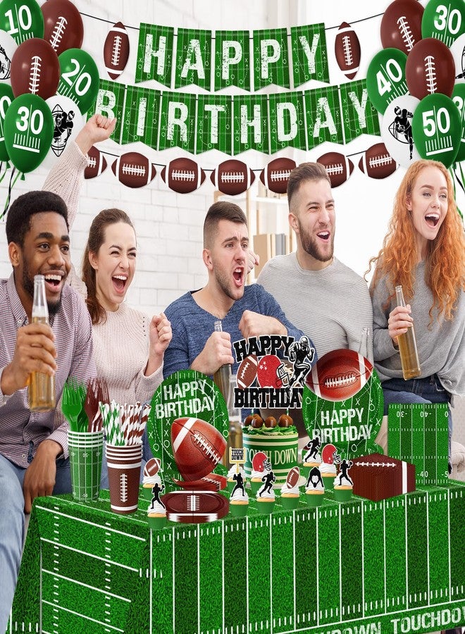 Dydamud Football Birthday Party Decorations Include Paper Plates Napkins Cup Cake Topper Banner Balloon Touchdown Tablecloth Football Decorations for Game Day Tailgate Party, Serve 24 - Image 4
