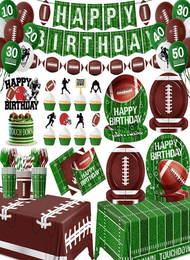 Dydamud Football Birthday Party Decorations Include Paper Plates Napkins Cup Cake Topper Banner Balloon Touchdown Tablecloth Football Decorations for Game Day Tailgate Party, Serve 24 - Image 1