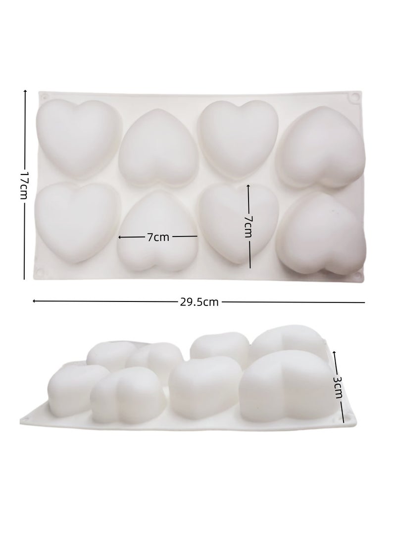 8 قوالب حلوى على شكل قلب على شكل قلب قوالب حلوى سيليكون قالب صابون شوكولاتة سيليكون قالب مكعبات الثلج لعيد الحب ذكرى الزواج - Image 5