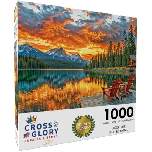 Cross & Glory لعبة بازل كروس غلوري دوكسايد ريفلكشنز 1000 قطعة للبالغين مشهد بحيرة غروب هادئ بازل تحدي للبالغين مواد صديقة للبيئة لعشاق الطبيعة - Image 5