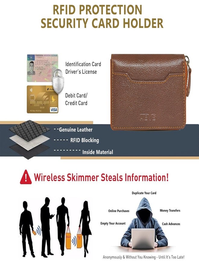 ABYS محفظة بطاقات من الجلد الطبيعي من ABYS، بلون بني فاتح، مزودة بتقنية الحماية من تقنية RFID، للرجال والنساء (IN201TN) - Image 3