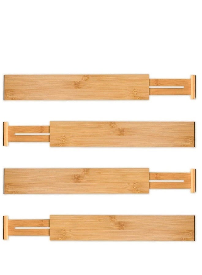 Bamboo Kitchen Drawer Dividers (42.7-55.4 cm), Adjustable Drawer Organisers, Spring Loaded Kitchen Utensil Drawer Organiser,Drawer Divider (4 Pack), Clothes,Bathroom,Baby Drawer - Image 5