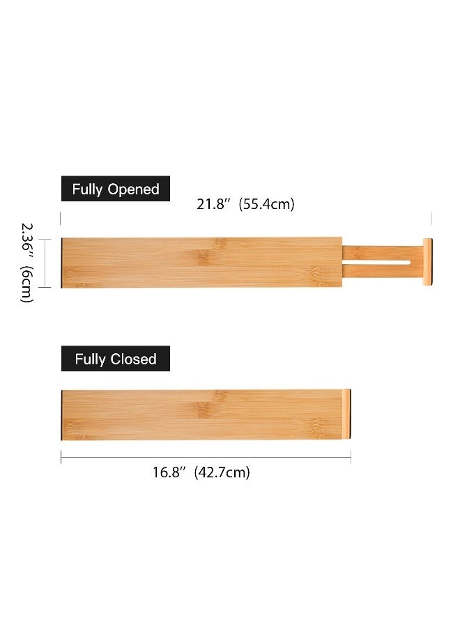 Bamboo Kitchen Drawer Dividers (42.7-55.4 cm), Adjustable Drawer Organisers, Spring Loaded Kitchen Utensil Drawer Organiser,Drawer Divider (4 Pack), Clothes,Bathroom,Baby Drawer - Image 3