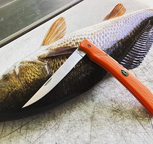 OUTDOOR EDGE Fish & Bone - Folding Fillet Knife with 5.0" 440A Stainless Steel Blade for Fish and processing big game - Pocket Clip (Orange) - Image 4