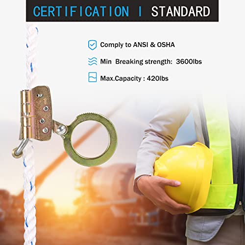 FHFallArrest Fall Protection Rope Grab,Fall Arrester, Used with 5/8” Lifeline Rope, for Construction, Climbing, Comply to ANSI/OSHA - Image 3