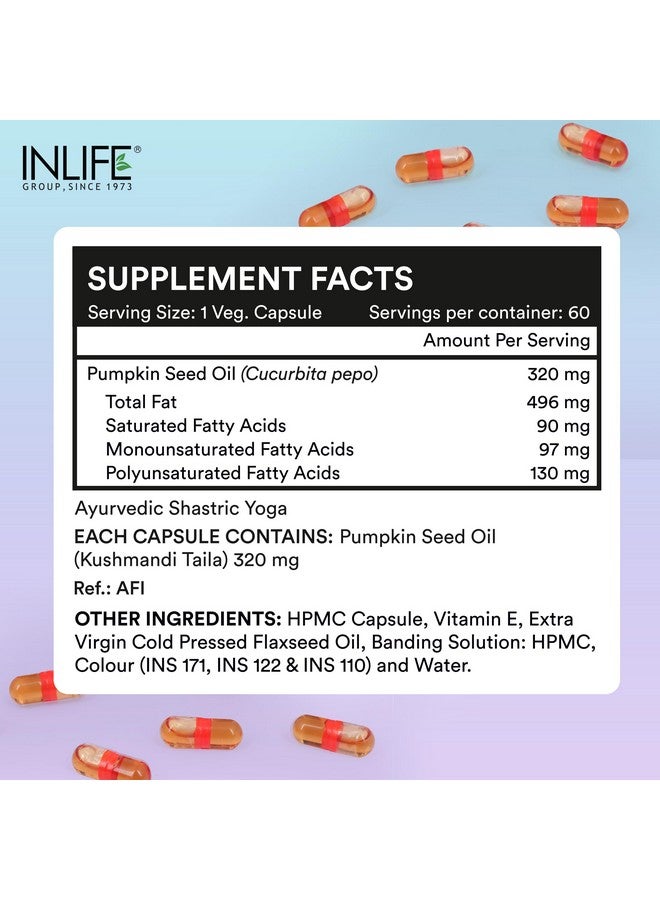 Inlife كبسولات زيت بذور اليقطين من INLIFE | زيت نقي معصور على البارد من الدرجة الممتازة | فيتواستيرولات نباتية | دعم صحة البروستاتا والمناعة | 60 كبسولة نباتية - Image 2