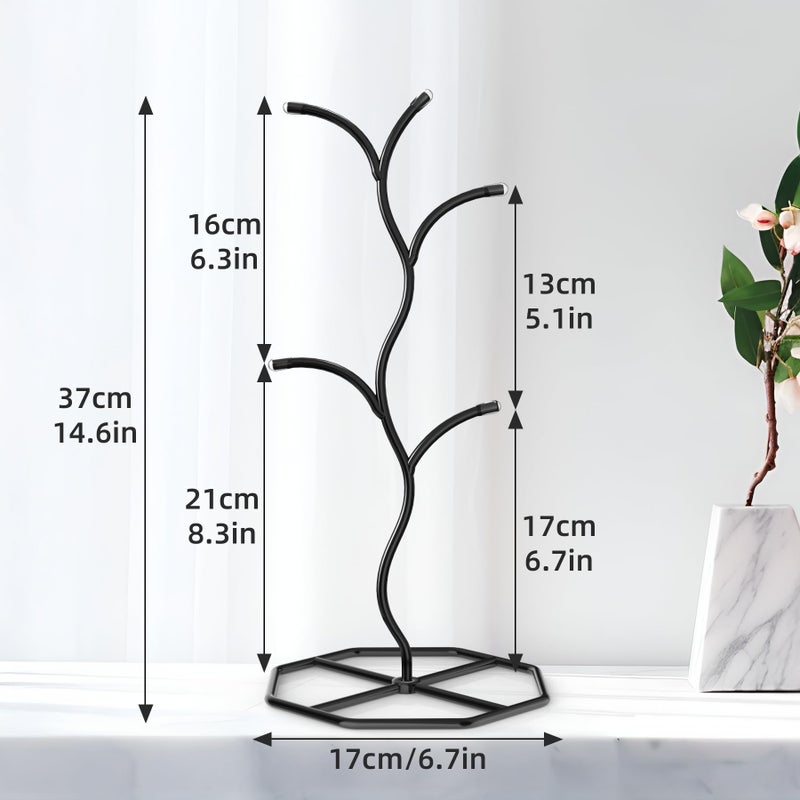 Beesini 2 Pack Coffee Mug Holders Tree, Metal Mug Holder, Decorative Mug Rack, Mug Cup Tree for Kitchen Decor Organizer, Black - Image 2