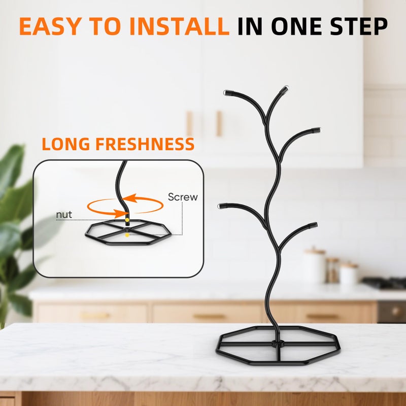 Beesini 2 Pack Coffee Mug Holders Tree, Metal Mug Holder, Decorative Mug Rack, Mug Cup Tree for Kitchen Decor Organizer, Black - Image 4