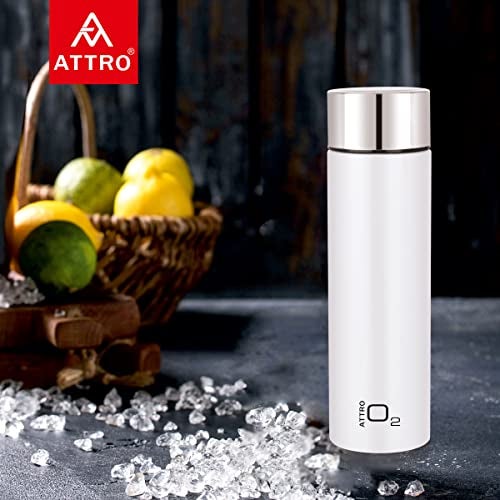 Attro O2 1100ml Stainless Steel Single Wall Water Bottle, Light Weighted Leak-Proof Use for Office, School, Outdoor & Gym - White - Image 4