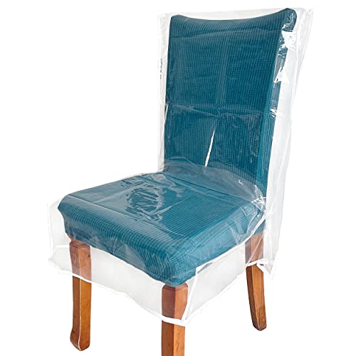 Drihara 6 Pack Plastic Chair Covers, Clear Dining Room Chairs Cover Set, Transparent Waterproof Seat Protector from Cat Scratch, Dust, Spill, Pet Hair and Easy Clean - Image 1
