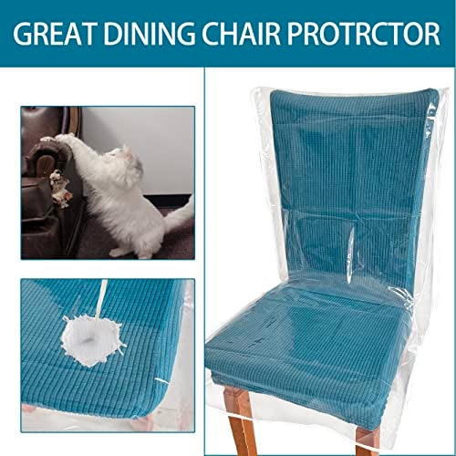 Drihara 6 Pack Plastic Chair Covers, Clear Dining Room Chairs Cover Set, Transparent Waterproof Seat Protector from Cat Scratch, Dust, Spill, Pet Hair and Easy Clean - Image 5