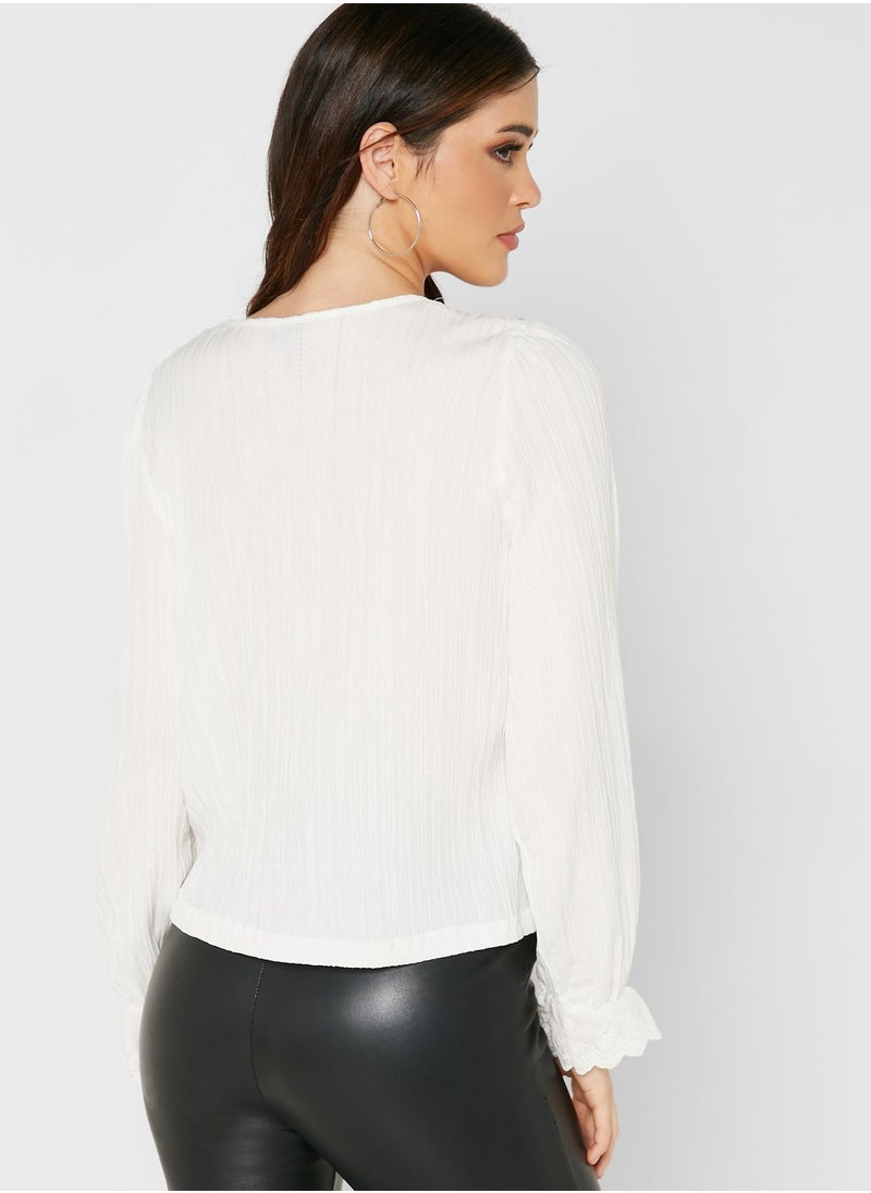 VERO MODA - V-Neck Ruffle Detail Top - Image 1
