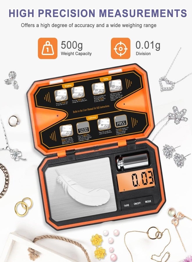 JXTZ Digital Pocket Scale 500g x 0.01g, High Accuracy Gram and Grain Scale, 6 Unit Basic, Tare Function and 180s Auto-Off, 50g Calibrated Weight Suitable for Weighing Jewelry, Gold, Coffee, Food - Image 2