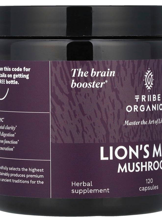 TRIBE ORGANICS Lion's Mane Mushroom 120 Capsules  - Image 2