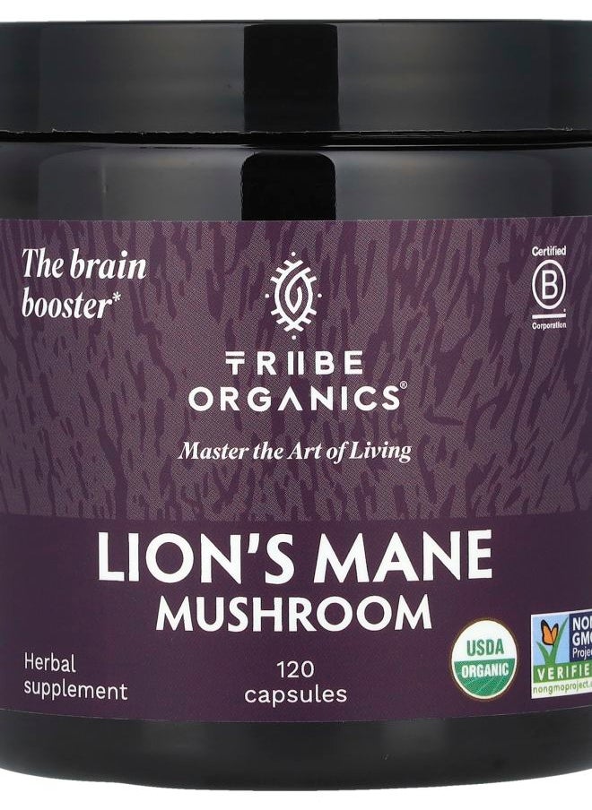TRIBE ORGANICS Lion's Mane Mushroom 120 Capsules  - Image 1