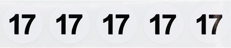 InStockLabels.com White with Black Number 17 Circle Dot Stickers, 3/4 Inch Round, 500 Labels on a Roll for Organization and Inventory - Semi-Gloss Finish - Made in The USA - Image 2