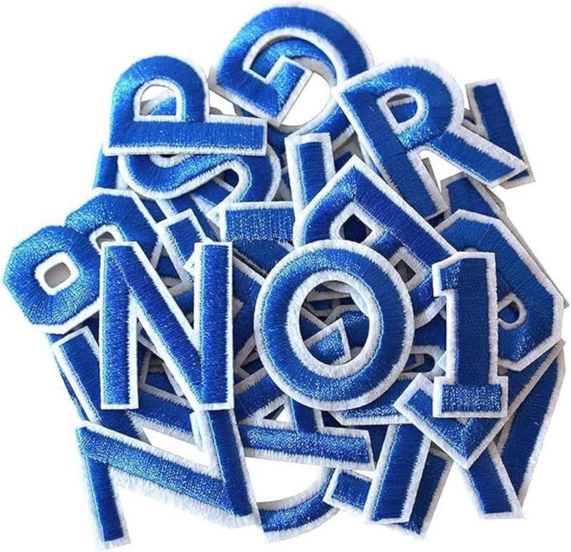 حزمة من 72 رقعة تطبيق بالحديد الأزرق من الحروف والأرقام المطرزة للملابس والحقائب والحرف اليدوية - Image 4