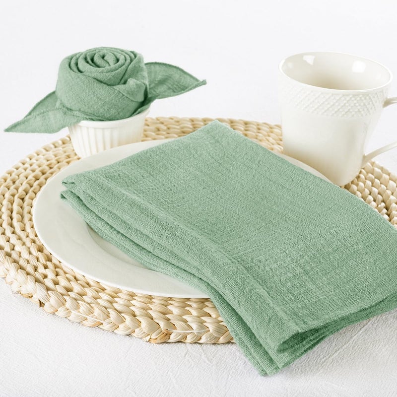 MLMW Sage Green Cloth Napkins Set of 10 Summer Dinner Cotton Linen Napkins 165165 for Wedding Party Bridal Shower Birthday Table Decorations - Image 5