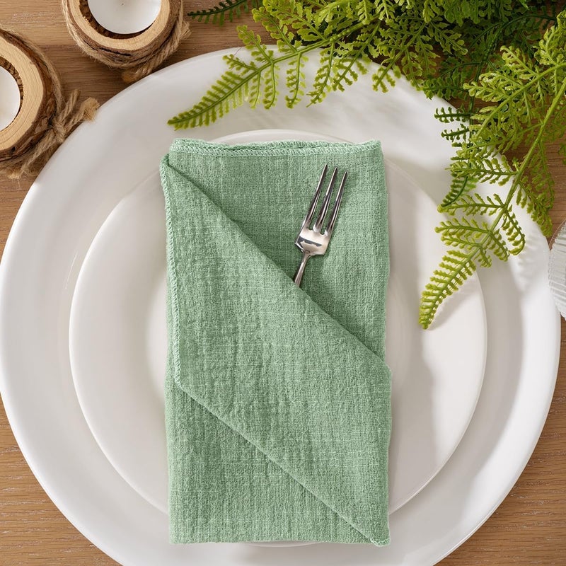 MLMW Sage Green Cloth Napkins Set of 10 Summer Dinner Cotton Linen Napkins 165165 for Wedding Party Bridal Shower Birthday Table Decorations - Image 2