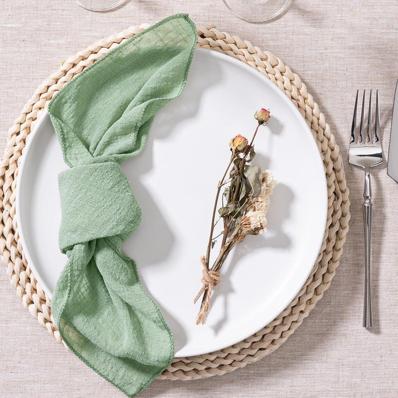 MLMW Sage Green Cloth Napkins Set of 10 Summer Dinner Cotton Linen Napkins 165165 for Wedding Party Bridal Shower Birthday Table Decorations - Image 3
