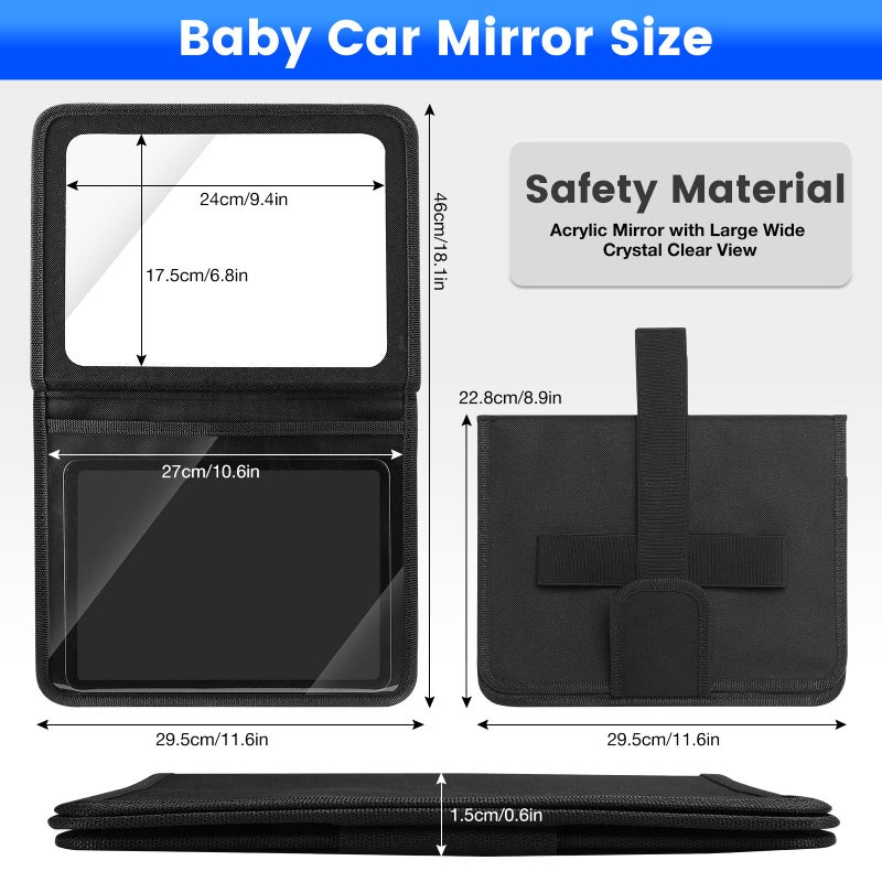 Brislut Baby Car Mirror with Adjustable Tablet Holder, Road Trip Essentials for Kids, Backseat Mirror to See Rear Facing Infant, Ipad Case for Car Headrest - Image 3