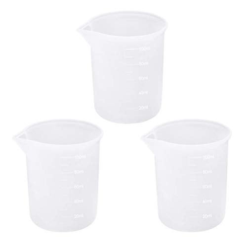 3 PCS Silicone Measuring Cups 100ml Silicone Cups for Resin NonStick Mixing Cups Resin Measuring Cups Tool with Precise Scale for Resin DIY Craft
