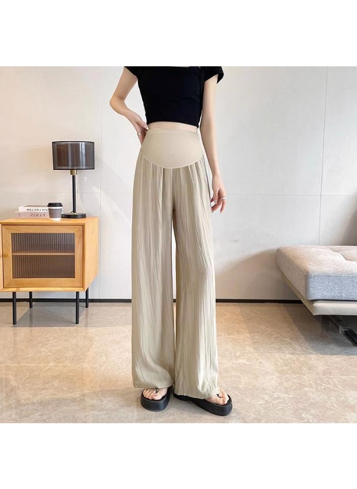 Generic Summer Maternity Pants Lightweight Loose Casual Plus Size Apricot 