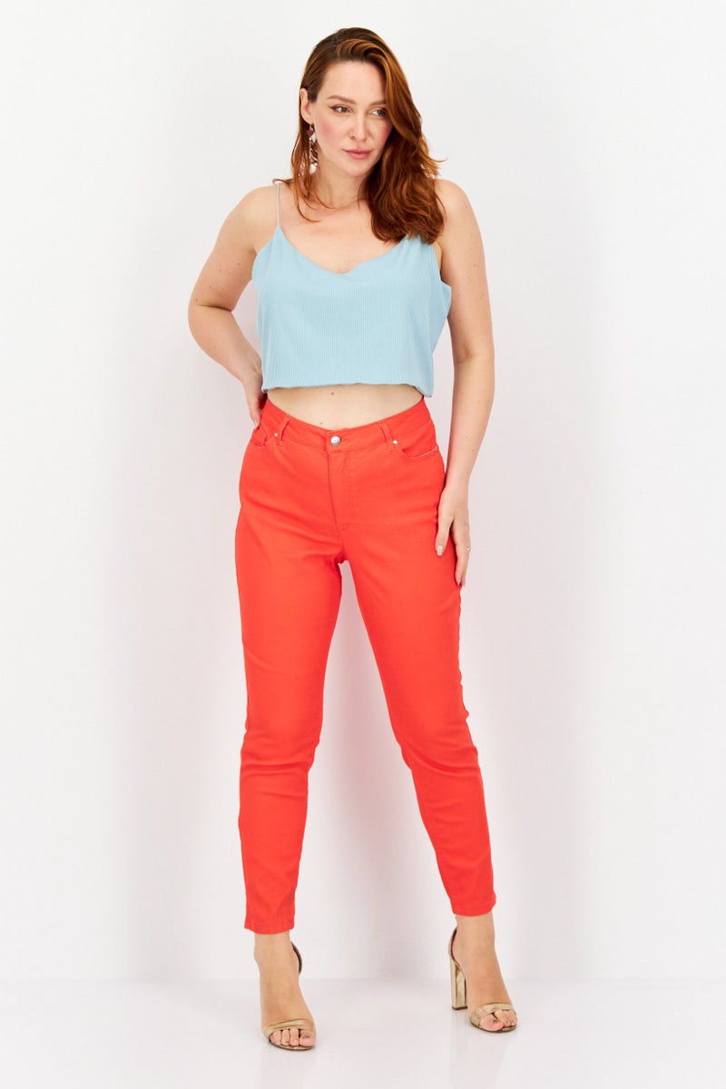 Jones New York Women Skinny Fit Plain No-Stretch Jeans, Red - Image 4