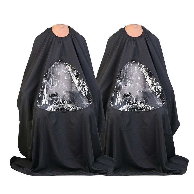 2Pcs Transparent Wai Cloth Hairdressing Salon Apron Hair Styling Cape Haircutting Cloak Black - Image 1