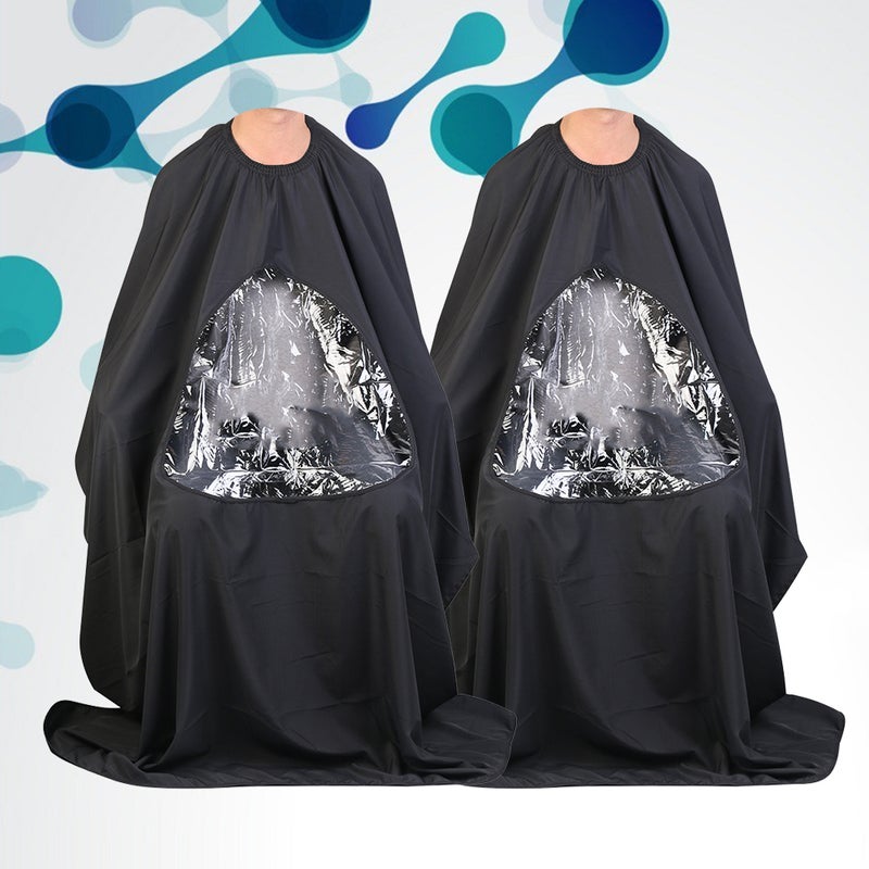 2Pcs Transparent Wai Cloth Hairdressing Salon Apron Hair Styling Cape Haircutting Cloak Black - Image 4