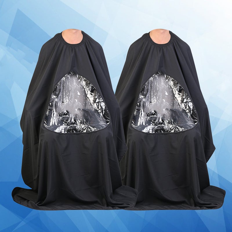 2Pcs Transparent Wai Cloth Hairdressing Salon Apron Hair Styling Cape Haircutting Cloak Black - Image 2