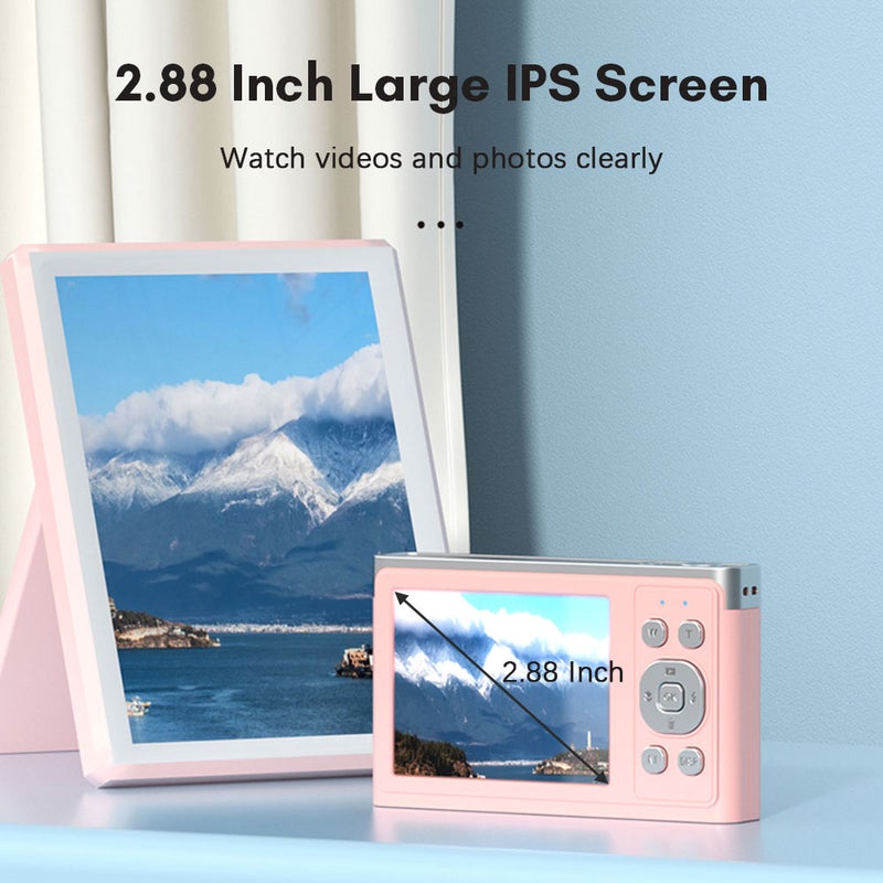 Compact 4K Digital Camera Video Camcorder 50MP 2.88Inch IPS Screen Auto Focus 16X Zoom Anti-shake Face Detact Smile Capture Built-in Flash with 2pcs Batteries Carry Bag Wrist Strap for Kids - Image 3