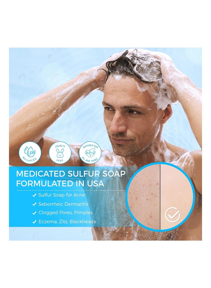 OUKEYA Sulfur Soap for Face Acne Treatment with Sulfur 10%, Salicylic Acid 2%, Goat Milk, Tea Tree, Hia Acid,Pharmaceutical Grade Dermatologists - Image 3