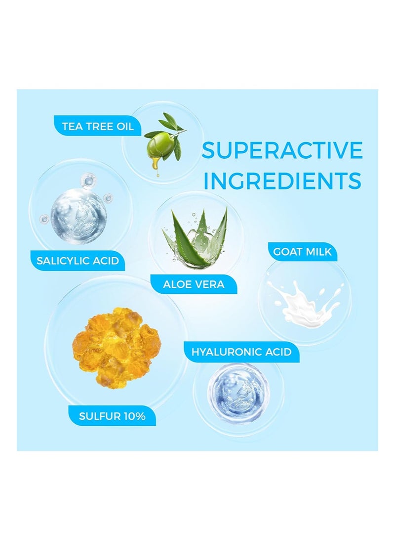 OUKEYA Sulfur Soap for Face Acne Treatment with Sulfur 10%, Salicylic Acid 2%, Goat Milk, Tea Tree, Hia Acid,Pharmaceutical Grade Dermatologists - Image 2