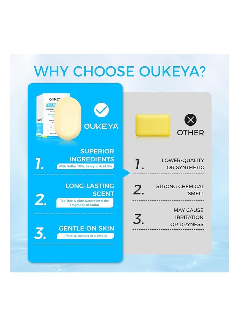 OUKEYA Sulfur Soap for Face Acne Treatment with Sulfur 10%, Salicylic Acid 2%, Goat Milk, Tea Tree, Hia Acid,Pharmaceutical Grade Dermatologists - Image 5