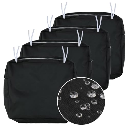 NettyPro Outdoor Cushion Slipcovers Waterproof 4 Pack Patio Chair Seat Cushion Covers with Zipper and Tie 22 x 20 x 4 Inch Replacement Cover Only Black