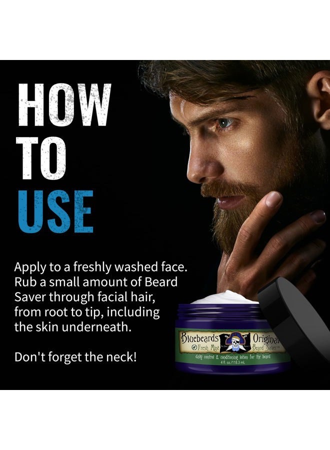 Bluebeards Original Fresh Mint Beard Saver, 4 oz. - Leave In Beard Conditioner for Men with Aloe & Peppermint Oil - Beard Softener that Deeply Conditions & Moisturizes Your Beard & Skin - Made in USA  - Image 4