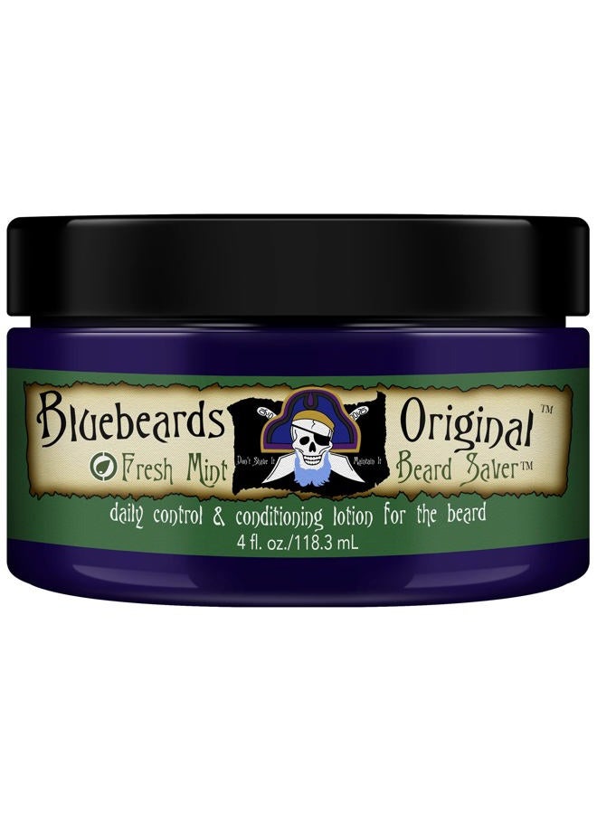 Bluebeards Original Fresh Mint Beard Saver, 4 oz. - Leave In Beard Conditioner for Men with Aloe & Peppermint Oil - Beard Softener that Deeply Conditions & Moisturizes Your Beard & Skin - Made in USA  - Image 1