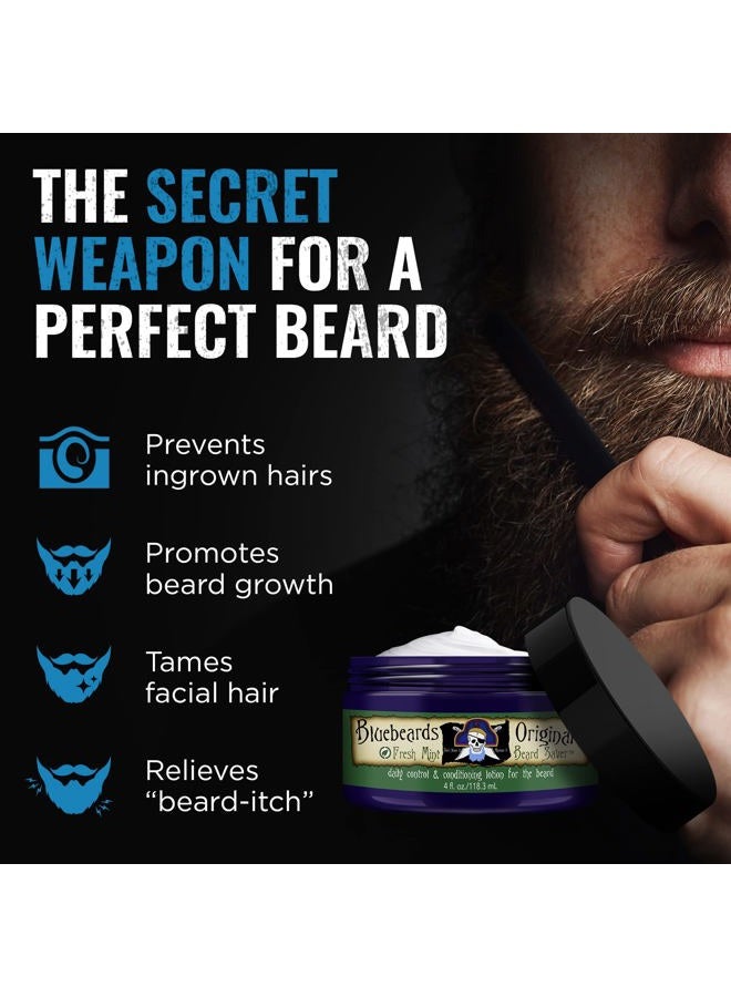 Bluebeards Original Fresh Mint Beard Saver, 4 oz. - Leave In Beard Conditioner for Men with Aloe & Peppermint Oil - Beard Softener that Deeply Conditions & Moisturizes Your Beard & Skin - Made in USA  - Image 2